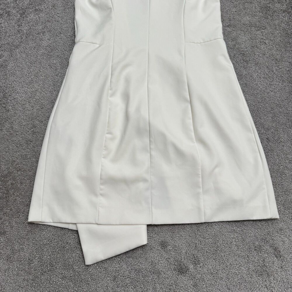 BeBe Asymmetrical Vest Mini Dress Womens Small Ivory Gold Button Sleeveless - Picture 5 of 16